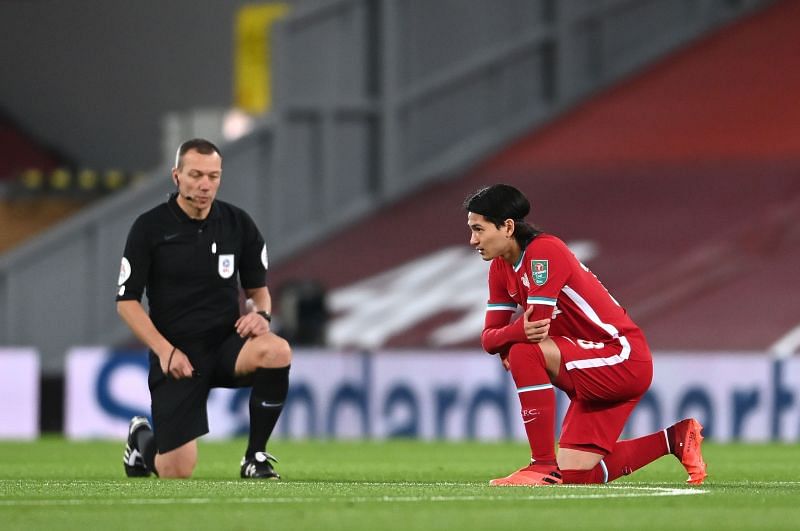 Liverpool's Takumi Minamino missed an open goal against Arsenal